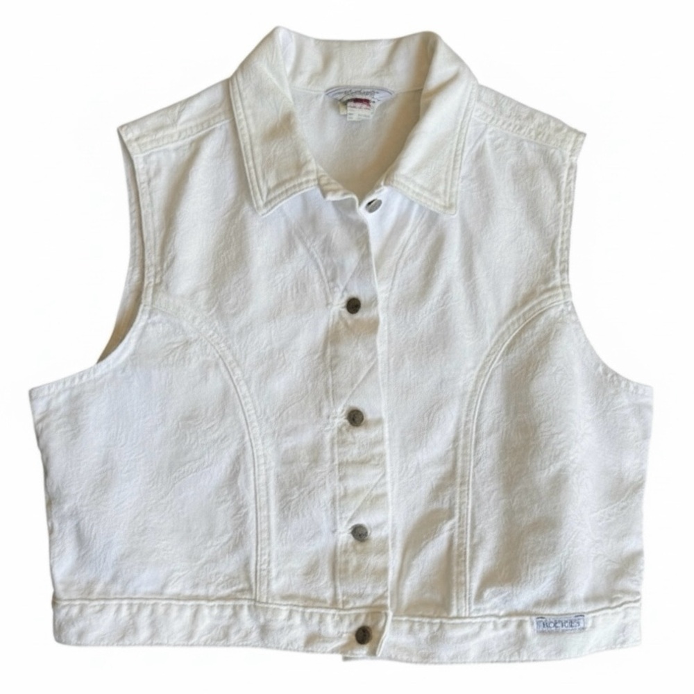 Vintage Rockies Top White Sleeveless Denim Made in USA